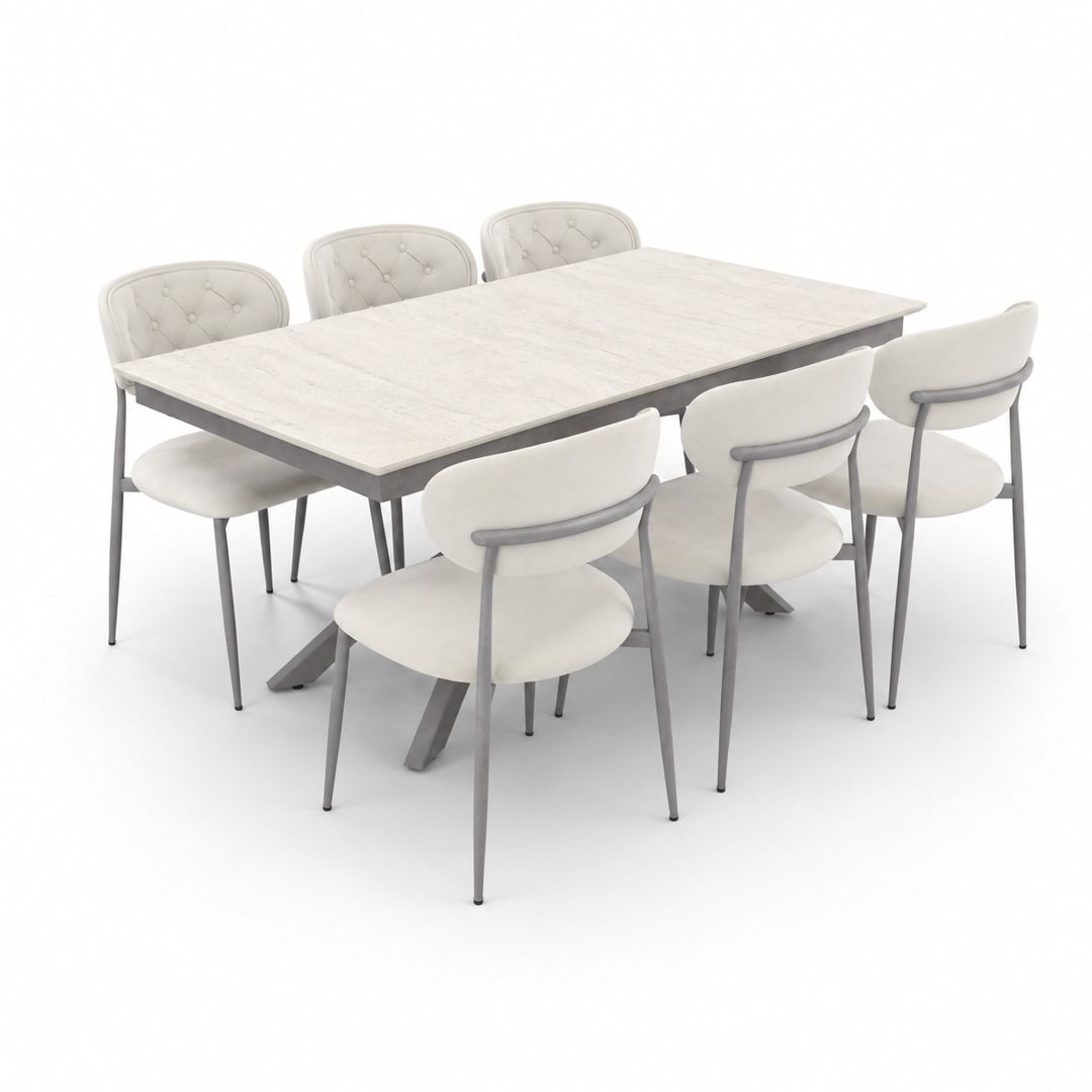 Masa və stul dəsti, metal, ağ, 7 parça — Mallar, Bakı (2)
