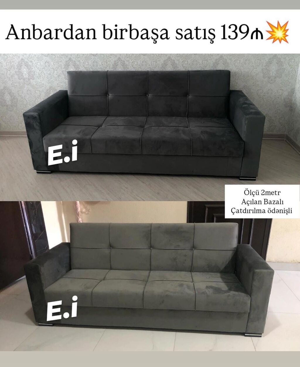 Mebel: Açılan-bazalı divan - Ölçü: 2 metr - Mexanizm: açılır-yatacaq — Divanlər, Bakı