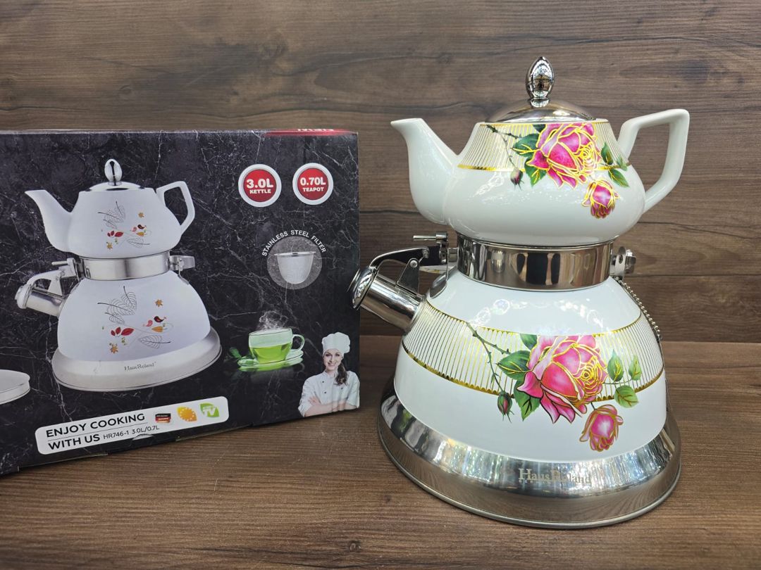 Çaydan dəsti Haus Roland HR746-1, metal/paslanmayan polad, ağ/rəngbərəng, 3000/700 ml — Mallar, Bakı