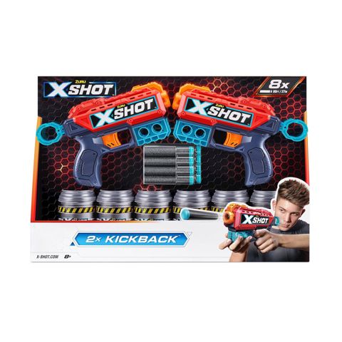 Oyun dəsti Zuru X-Shot Double Kickback, 2 blaster, 8 darts, 6 banka, 8+, rəngbərəng — Bakı