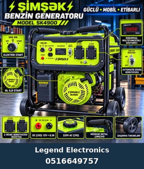 Elan başlığı: Benzin generatoru Şimşek, SK4900, Benzin, 3.5 kVt, 3.5 — Bakı