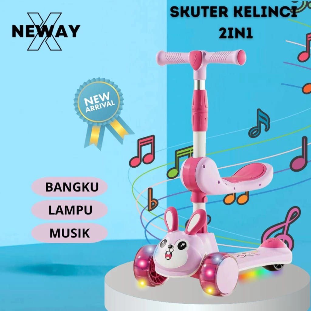 Skuter Vıpsco 3 təkər, qatlanan, oturacaqlı, LED işıqlı təkərlər, 2 yaşdan, çəhrayı — Mallar, Bakı