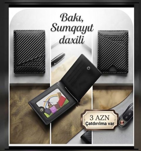 Minimalist kart cüzdanı - Rəng: qara - Kompakt ölçü, nazik dizayn — Sumqayıt