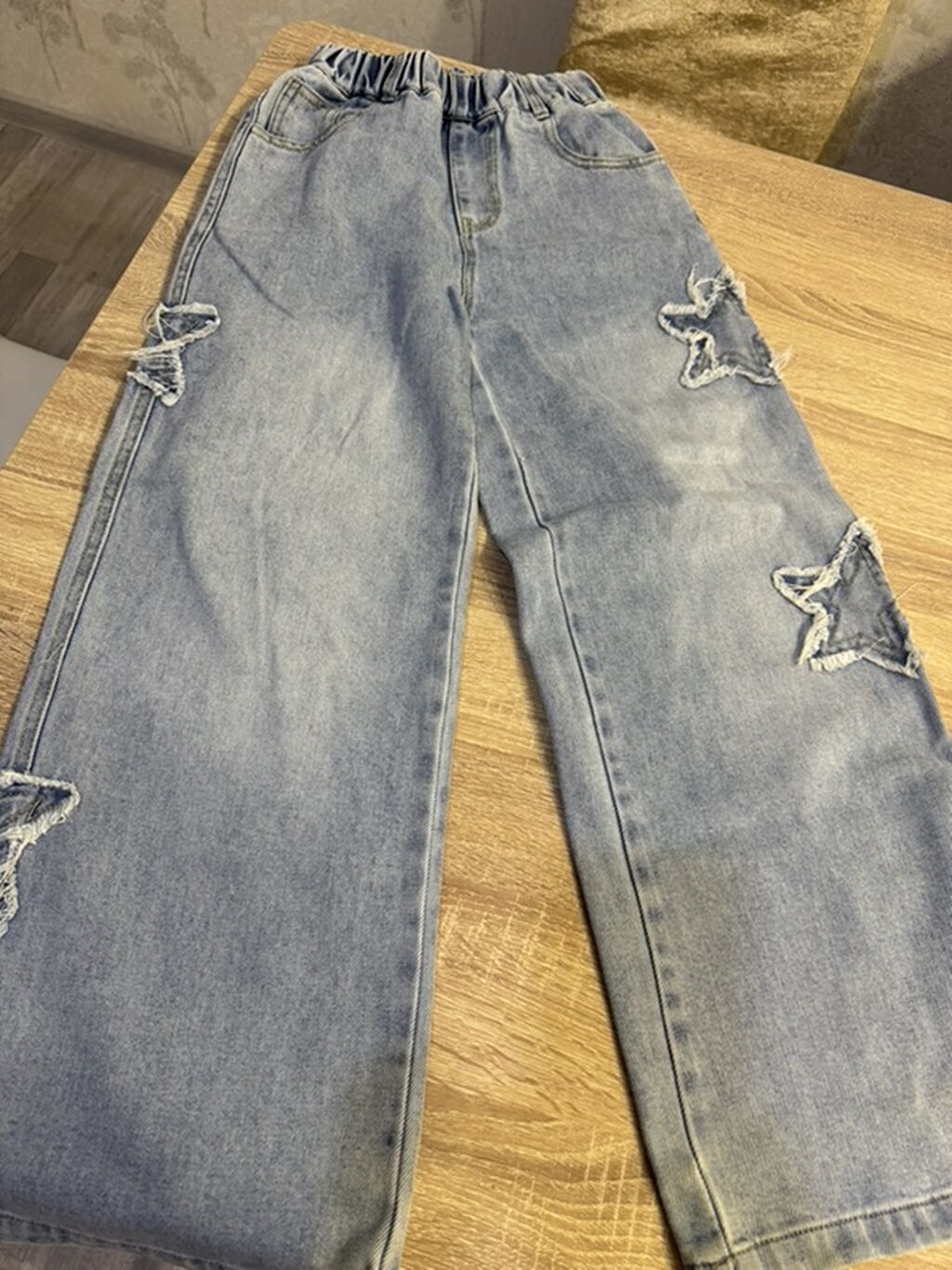 Uşaq üçün geniş kəsimli cins şalvar - Rəng: açıq mavi yuyulmuş denim — Uşaq geyimi, Masazır (3)
