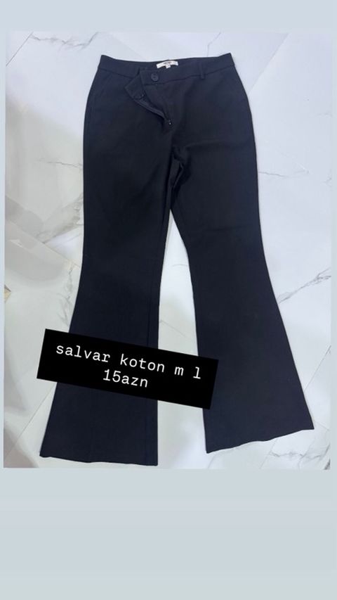 Koton qadın şalvarı - Rəng: qara - Kəsim: yüngül “flare”/şalvar paçası — Xırdalan