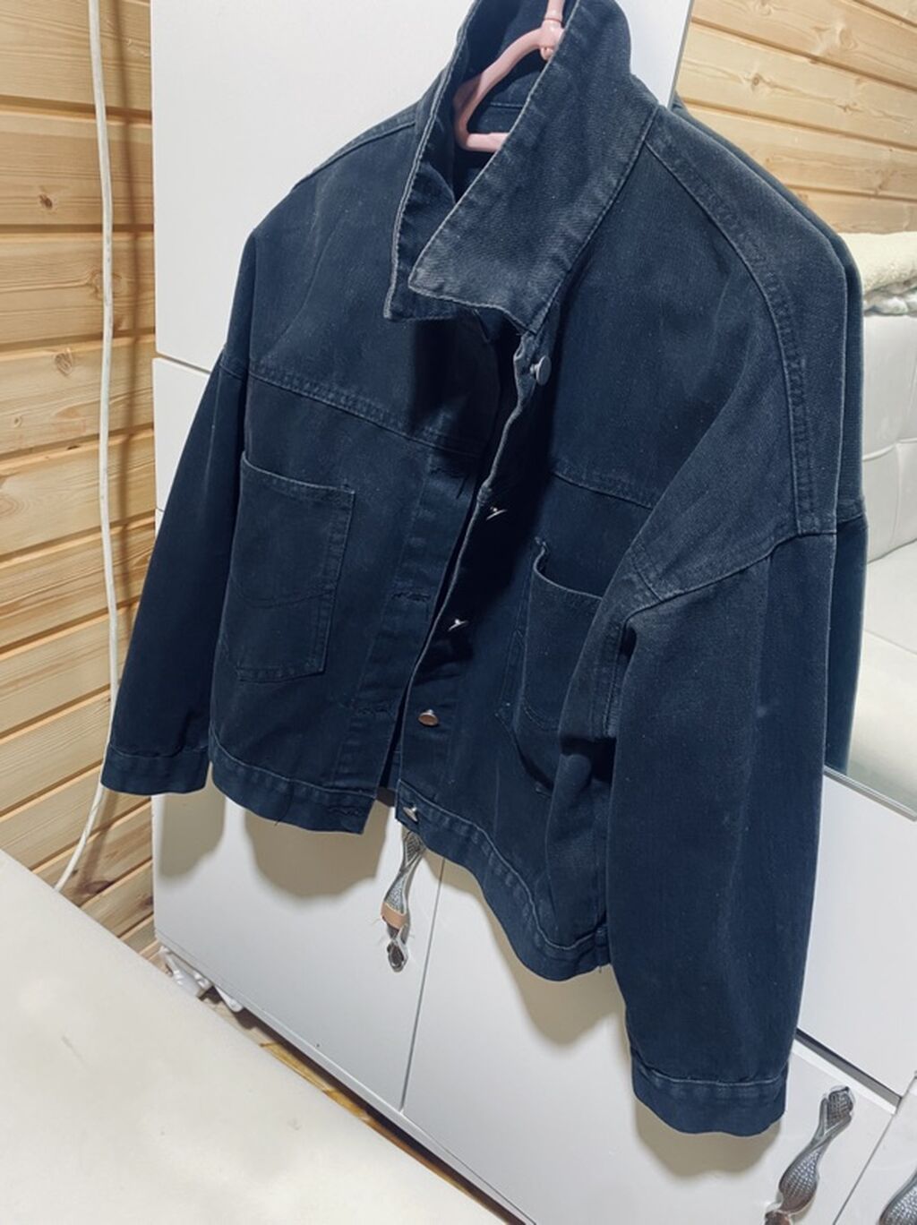Qara denim ceket - Material: qalın denim (pambıq əsaslı) - Rəng: tünd — Caketi, Masazır (2)