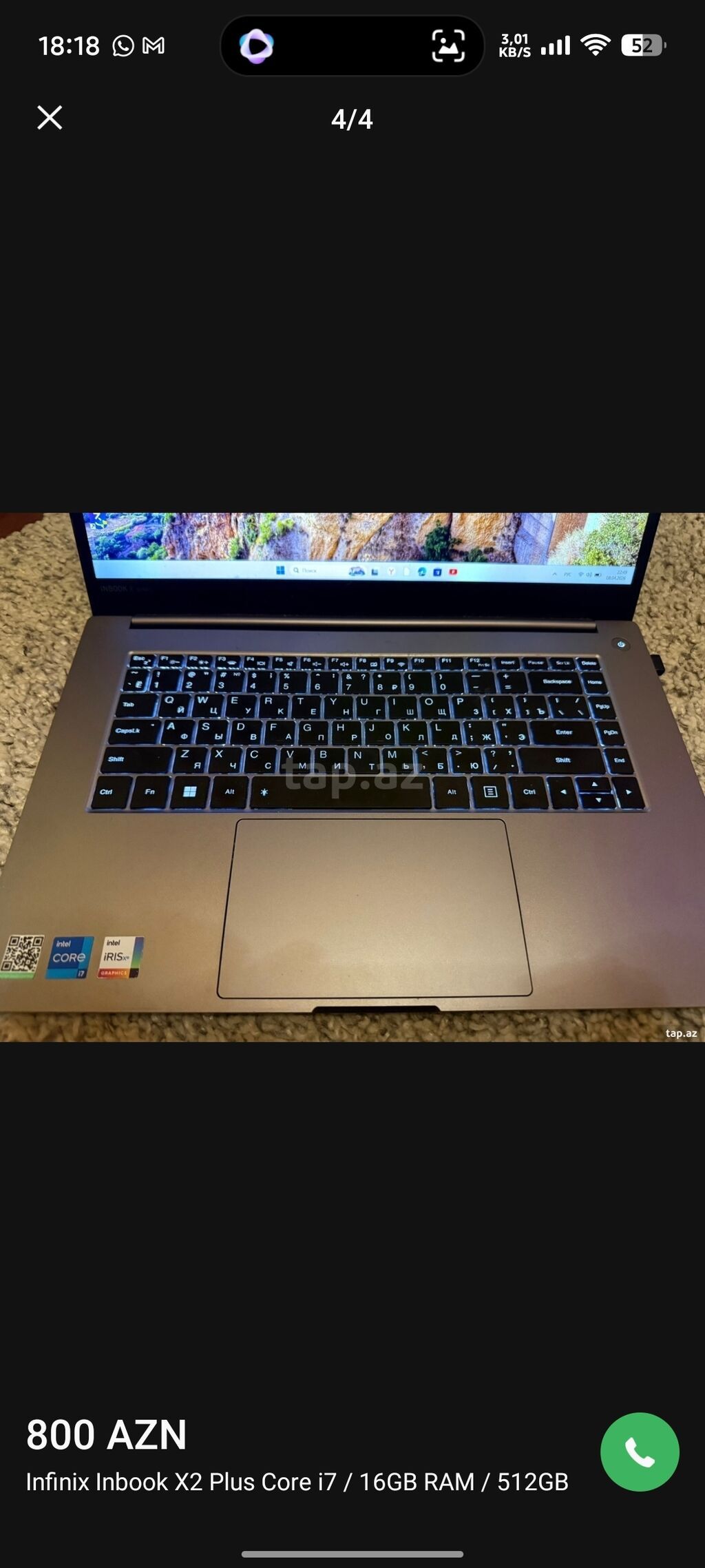 Infinix Inbook X2 Plus noutbuku - Prosessor: Intel Core i7-1195G7 — Digər notbuklar, Lənkəran