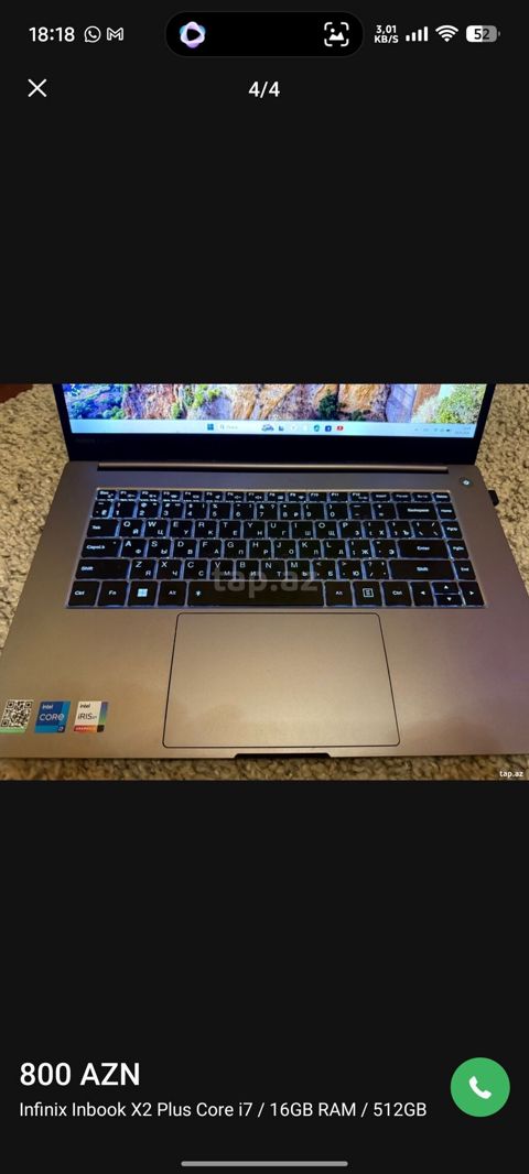 Infinix Inbook X2 Plus noutbuku - Prosessor: Intel Core i7-1195G7 — Lənkəran