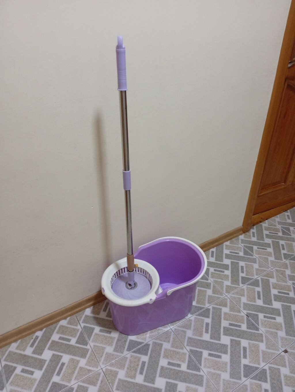 Bənövşəyi rəngdə spin mop dəsti - Dəst: vedrə + fırlanan sıxıcı — Təmizlik üçün alətlər, Bakı (2)