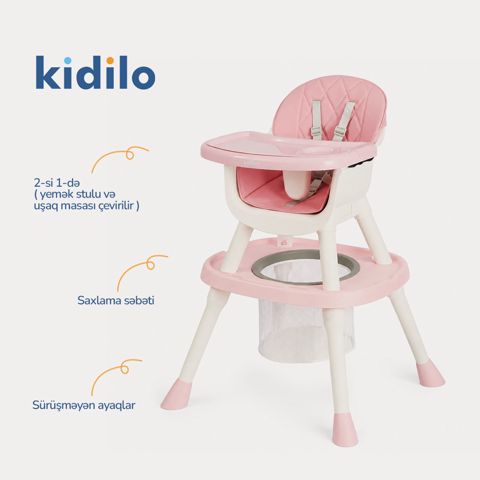 Uşaq yedizdirmə oturacağı Kidilo AB013, çəhrayı — Bakı