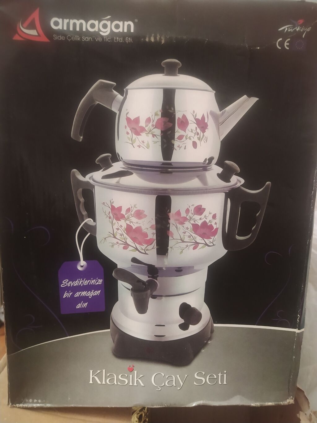 Çay dəsti, rəng - Gümüşü, Metal, Türkiyə — Süfrə qabı, Bakı (2)