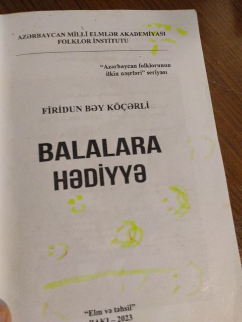 Məhsul: Kitab – “Balalara hədiyyə” Müəllif: Firidun bəy Köçərli — Digah