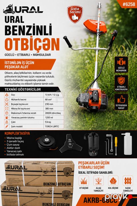 Benzinli trimmer Ural 1300 Vt — 143.1 ₼ · Bakı · Mallar Benzinli trimmer Ural 1300 Vt — Bakı