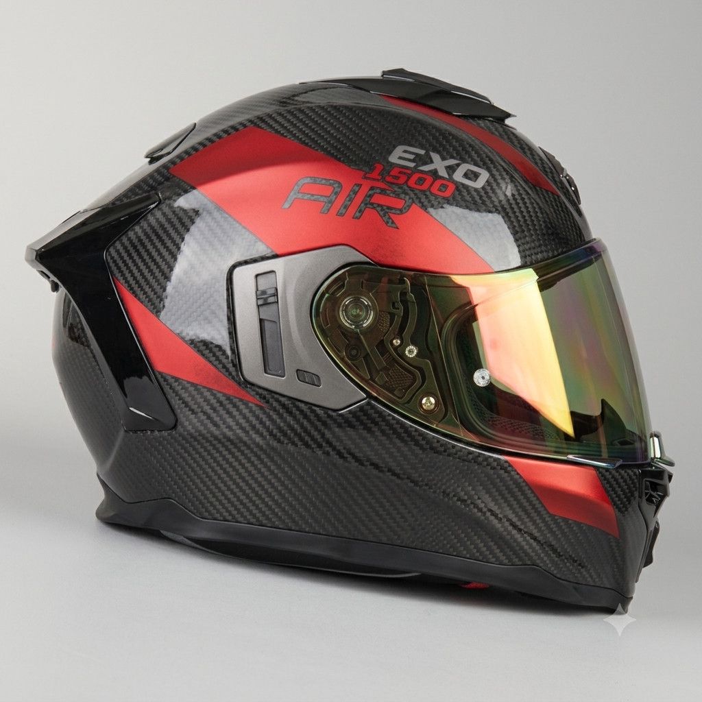 Motosikl dəbilqəsi Scorpion Exo-1500 Carbon Air Platted, karbon lifi, qara-qırmızı, ölçü XXL — Mallar, Bakı (2)