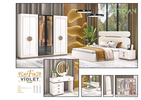 Yataq otağı dəsti, laminat, ağ/bej/qızılı, 7 parça — Bakı