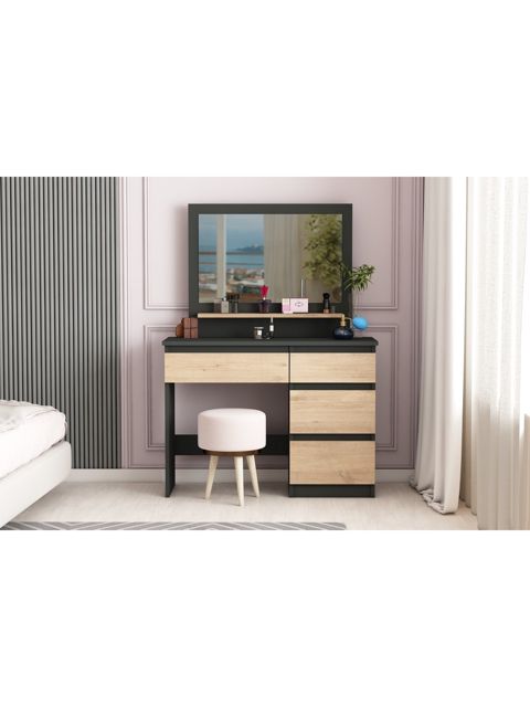 Makyaj masasi Elegant ZARR4004, laminat, qara/bej, 75x100x43 sm — Bakı