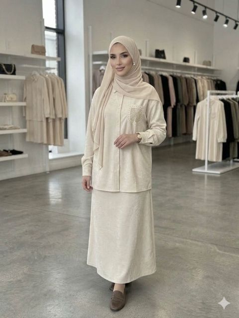 Qadınlar üçün ətəkli dəst ML_3175, krem, ölçü One Size (38/48) — Bakı