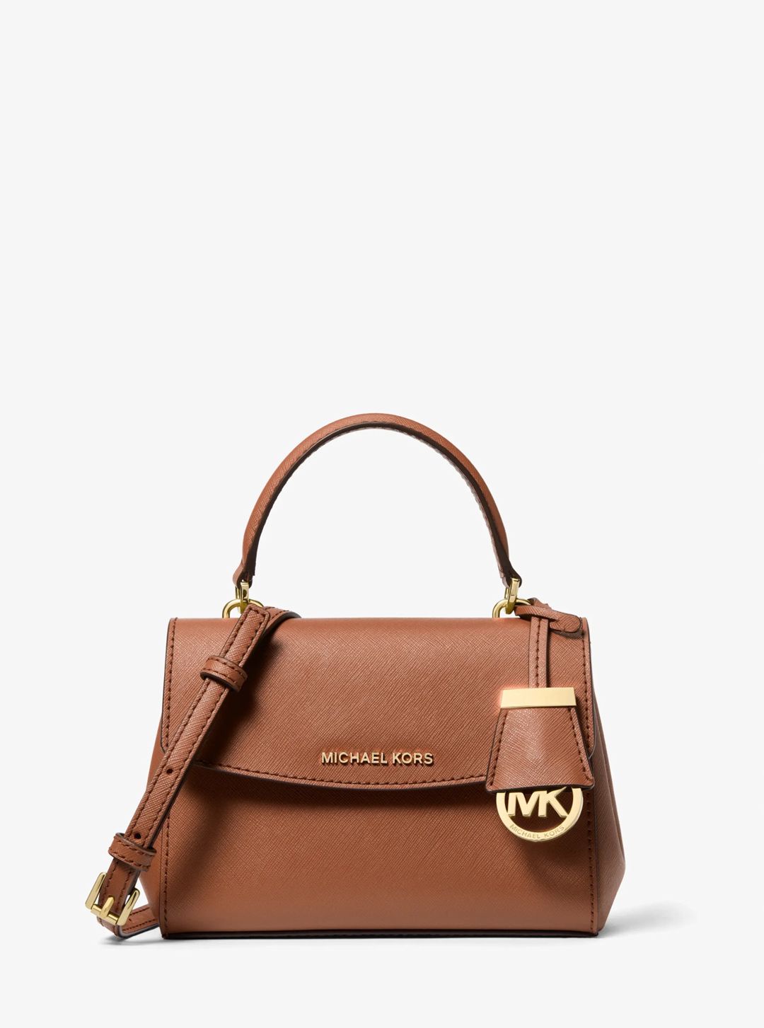 Çiyin çantası qadınlar üçün Michael Kors Ava Extra-Small Saffiano, qəhvəyi, təbii dəri, 20.3x13.5 sm — Mallar, Bakı