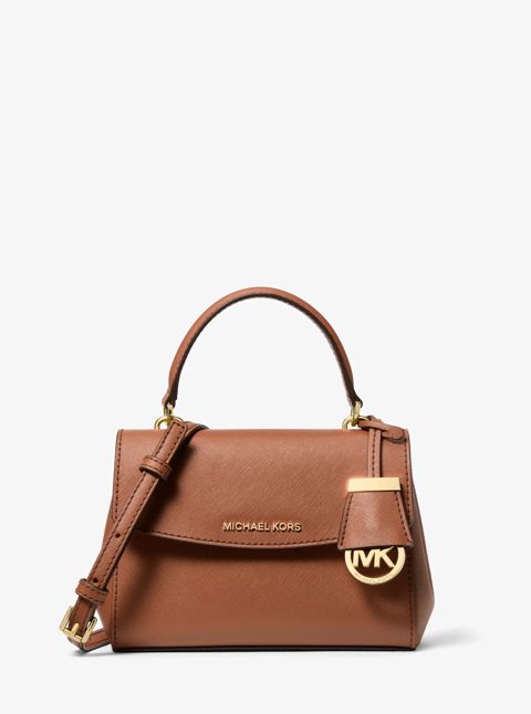 Çiyin çantası qadınlar üçün Michael Kors Ava Extra-Small Saffiano, qəhvəyi, təbii dəri, 20.3x13.5 sm — Bakı