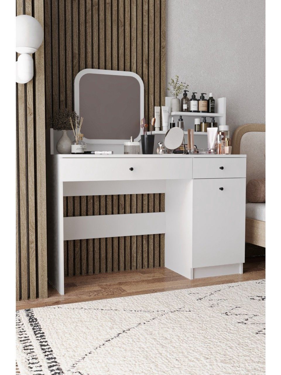 Makiyaj masası Elegant Wood, 123x80x40 sm, ağ — Mallar, Bakı (2)