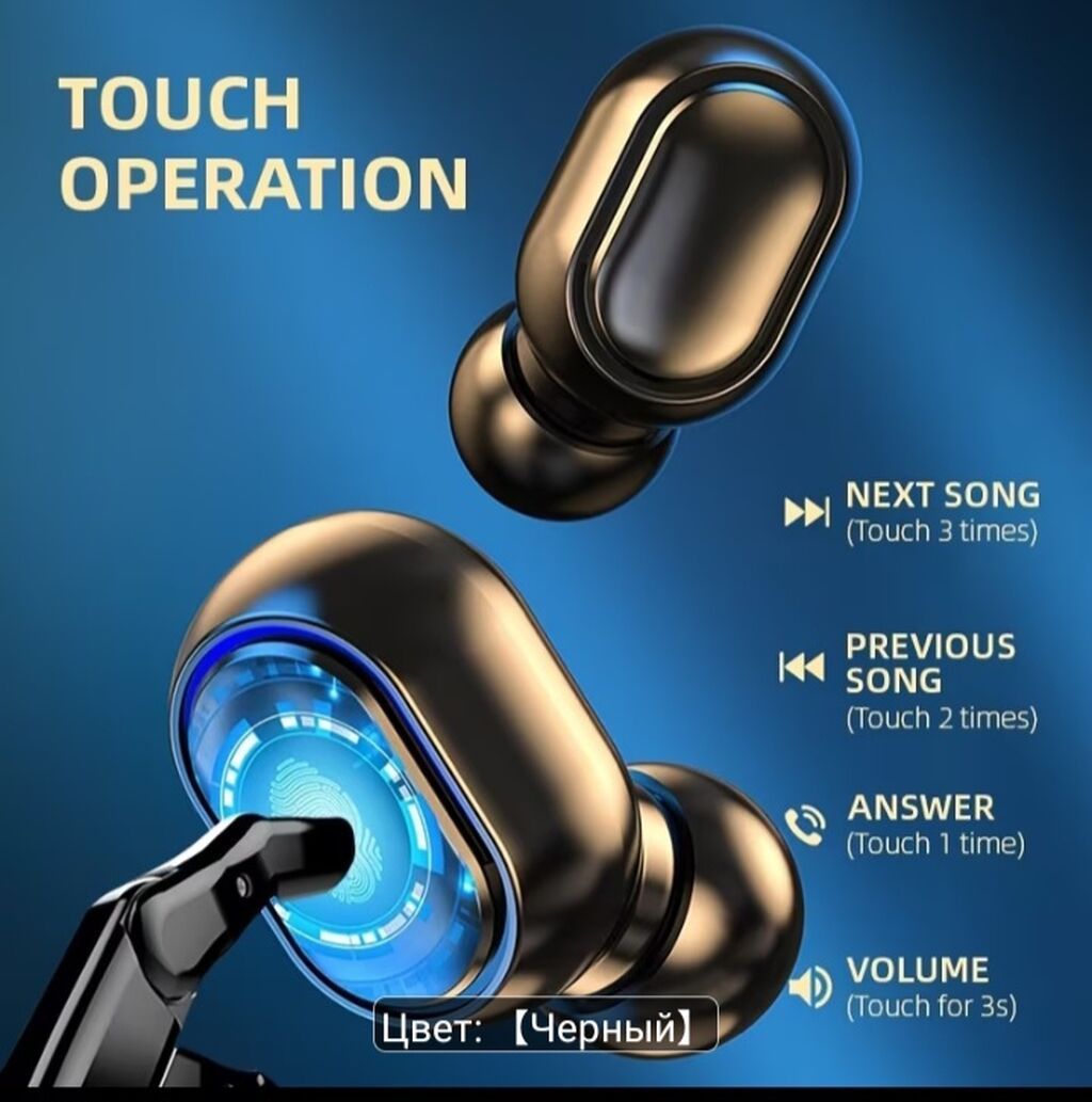 Bluetooth TWS qulaqlıq dəsti – qara rəng - Tam simsiz qulaqlıqlar və — Qulaqcıqlar, Lənkəran (4)