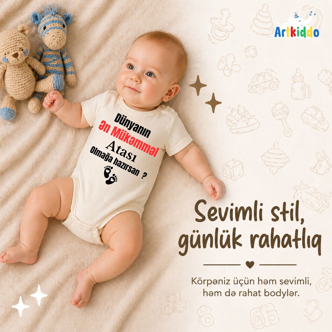 Yenidoğulanlar üçün bodi, pambıq, ağ, 9-12 ay — Mallar, Bakı (3)
