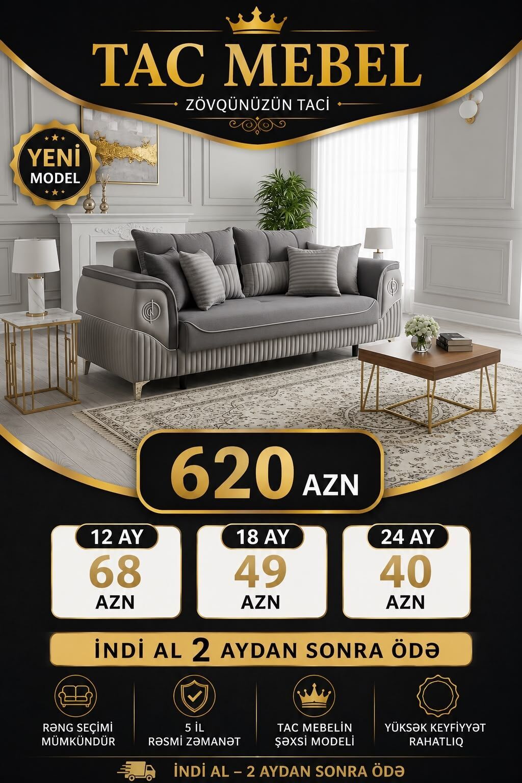 İndi al, ilk ödənişə 2 aydan sonra başla Eviniz üçün — Divanlər, Digah (2)