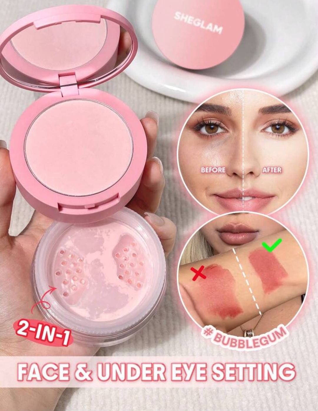 Səpmə kirşan No brand Insta-Ready Face & Under Eye Setting Powder Duo Bubblegum — Mallar, Bakı (2)