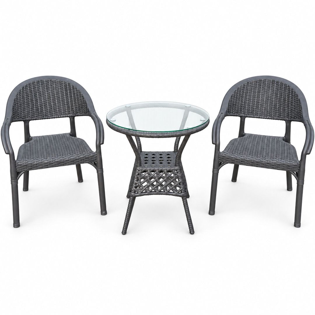 Bağ üçün mebel dəsti, metal/plastik/rattan, 3 əşya, boz — Mallar, Bakı