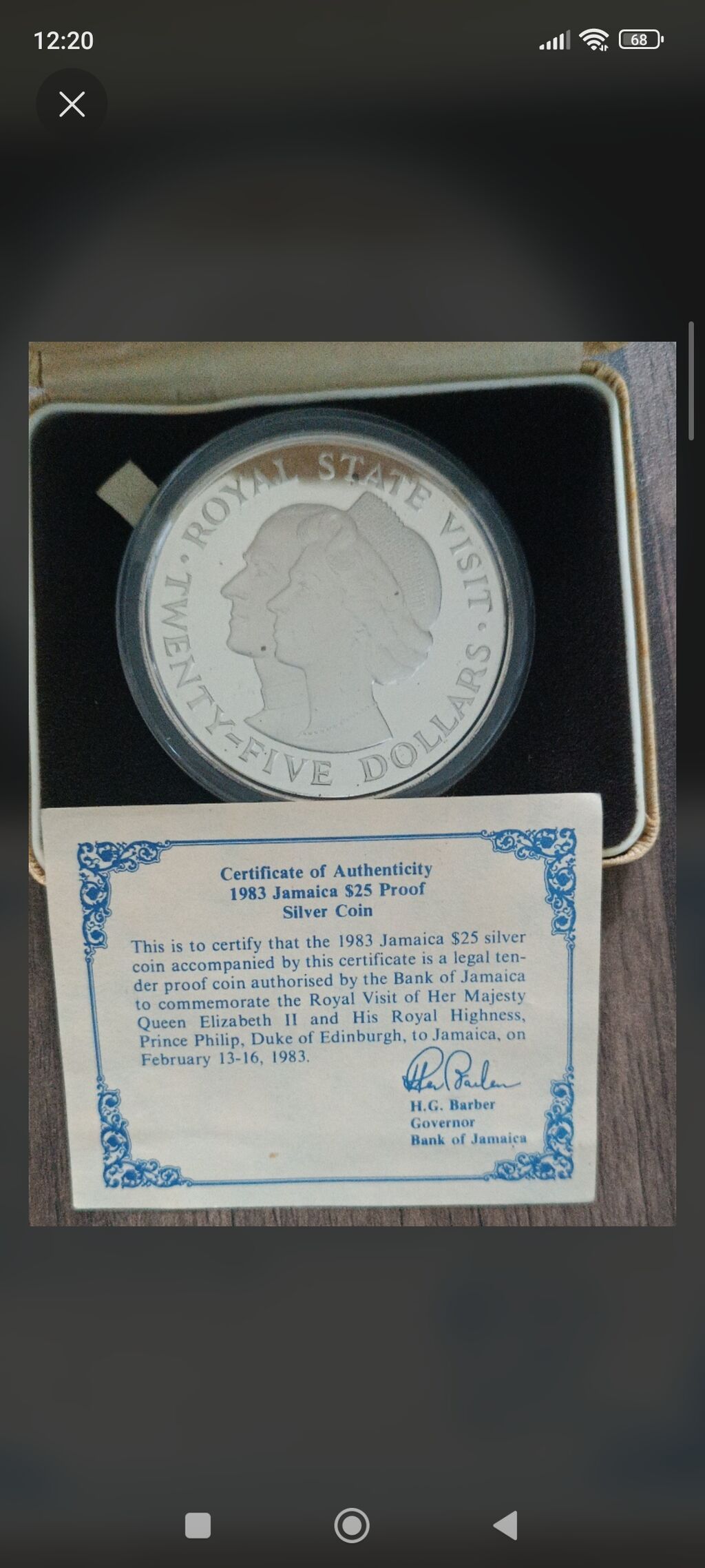1983 Jamaica 25 Dollar Gümüş Proof Xatirə Sikkəsi - Rəsmi — Sikkələr, Bakı