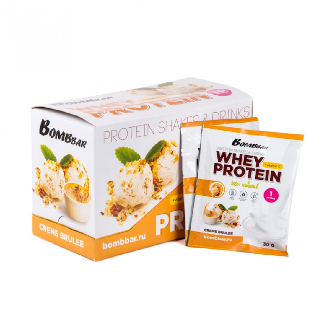 Protein kokteyl Bombbar Whey Protein Krem-brüle 1 porsiya, 30 q — Mallar, Bakı