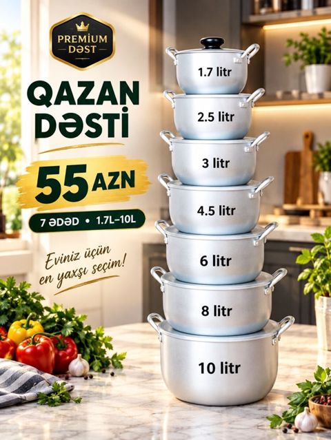 Qazan, rəng - Gümüşü, Alüminium — Masazır