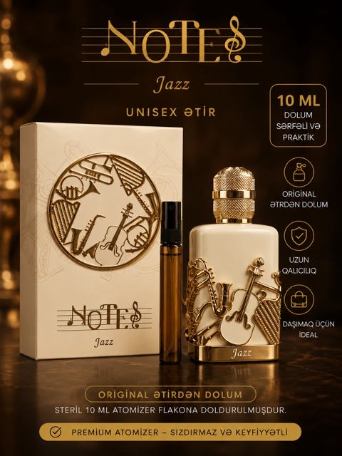 No brand Notes Jazz uniseks Extrait De Parfum, 10 ml — Bakı