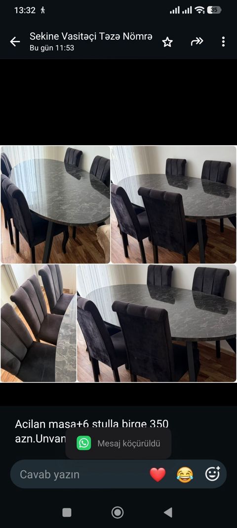 Acilan masa+6 stulla birge 350 azn.Unvan Genclik (Gulu) — Bakı