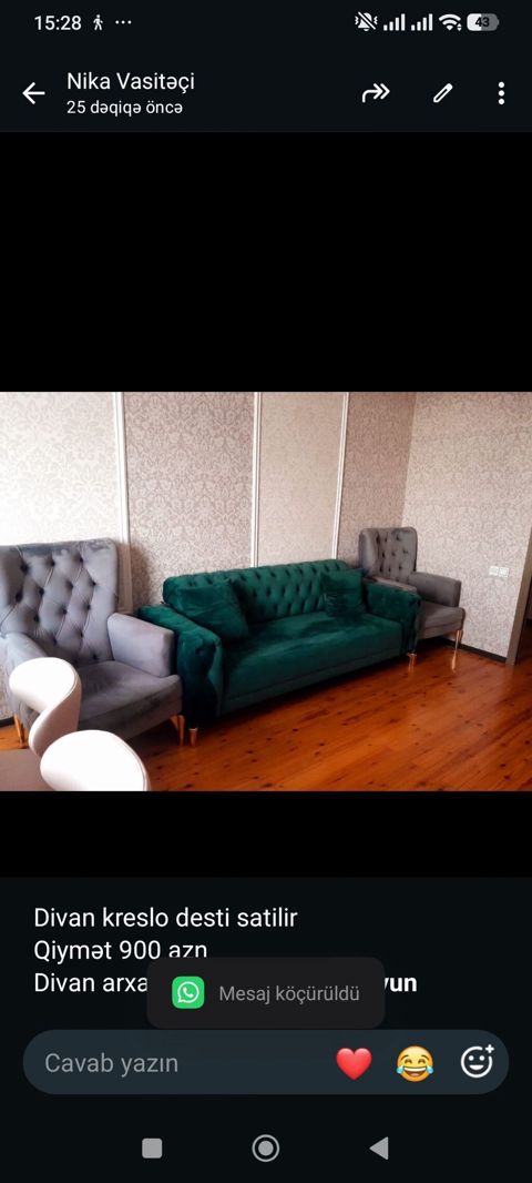 Divan kreslo desti satilir Qiymət 900 azn Divan arxaya acilir Baza — Bakı