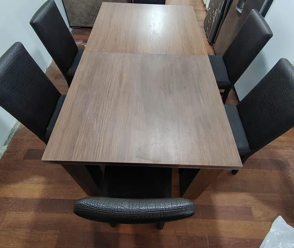 Selin Saloglu fabrik istehsalı açılan masa + 6 ədəd dəridən stul — Masalar və stullar, Bakı