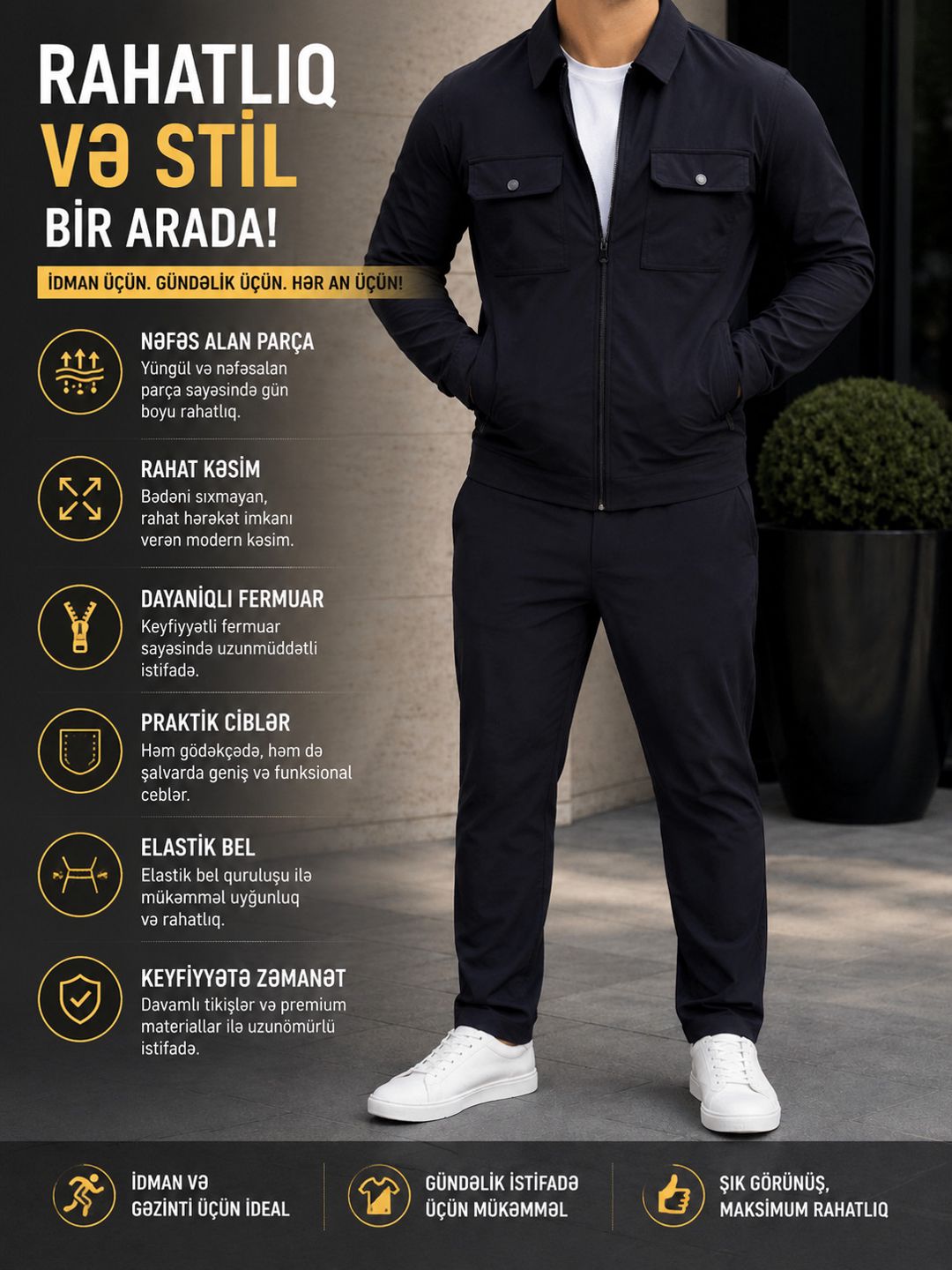 Kişi idman kostyumu SH51, tünd göy, poliester/tekstil, ölçü 48 — Mallar, Bakı (2)