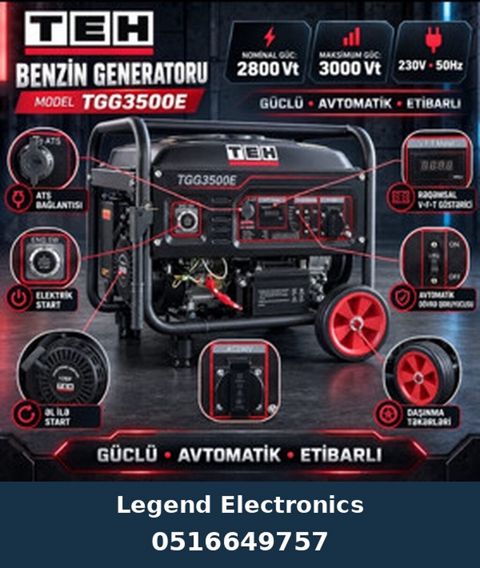 Elan başlığı: Benzin generatoru TEH TGG3500E, Benzin, 2,8 kVt, 230 V — Bakı