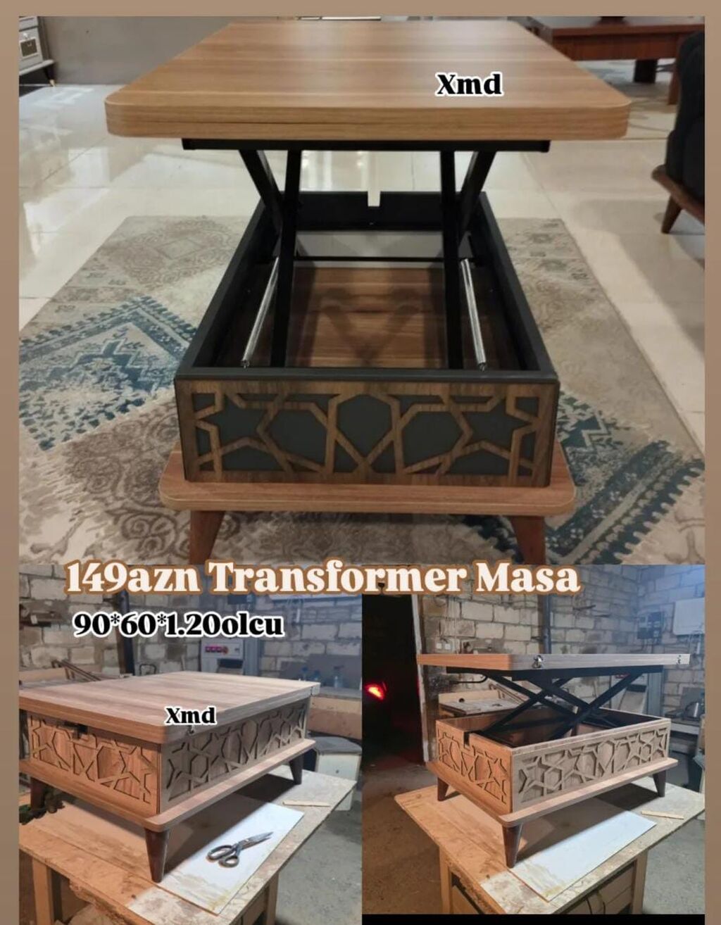 Düz masa, Transformer, Təkərsiz, Teksturalı laminat — Jurnal masaları, Bakı