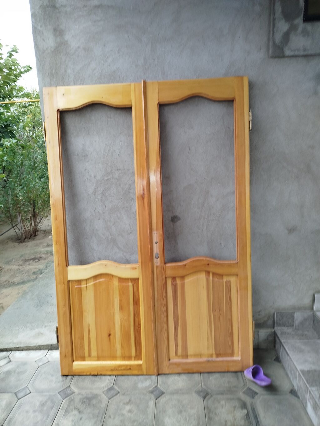 İkiyarpaq ağac qapı dəsti - Material: təbii ağac (çam tipli), lakla — Pəncərələr, qapılar, balkonlar, Sumqayıt (2)