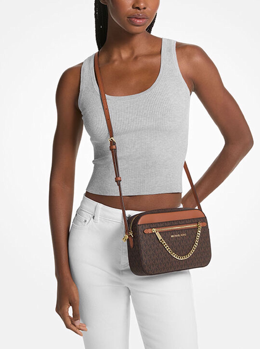 Kross-bodi çanta Michael Kors Jet Set Large Logo 35S1GTTC9B, Qəhvəyi — Mallar, Bakı (3)