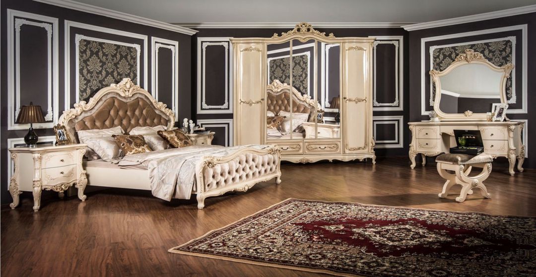 Yataq otağı üçün mebel dəsti Era Mebel Rosella, krem (çarpayı 218x212x160 sm, şkaf 250x65x245 sm, komod 171x55x81 sm, yataq yanı tumba 72.5x50x71 sm, güzgü 113.5х120 sm) — Mallar, Bakı