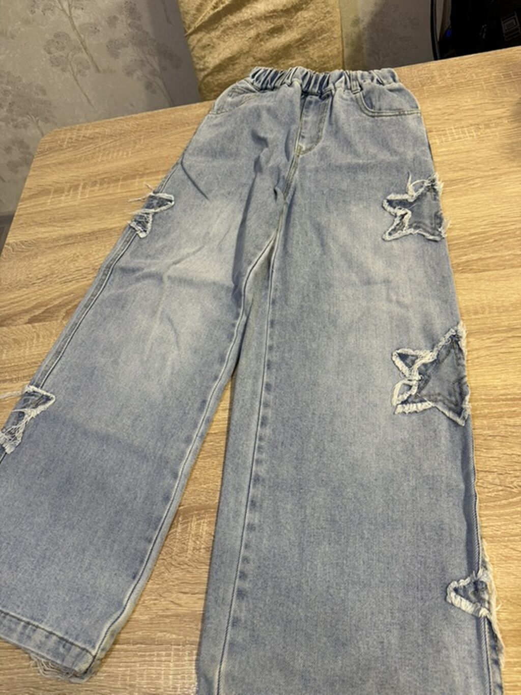 Uşaq üçün geniş kəsimli cins şalvar - Rəng: açıq mavi yuyulmuş denim — Uşaq geyimi, Masazır (2)