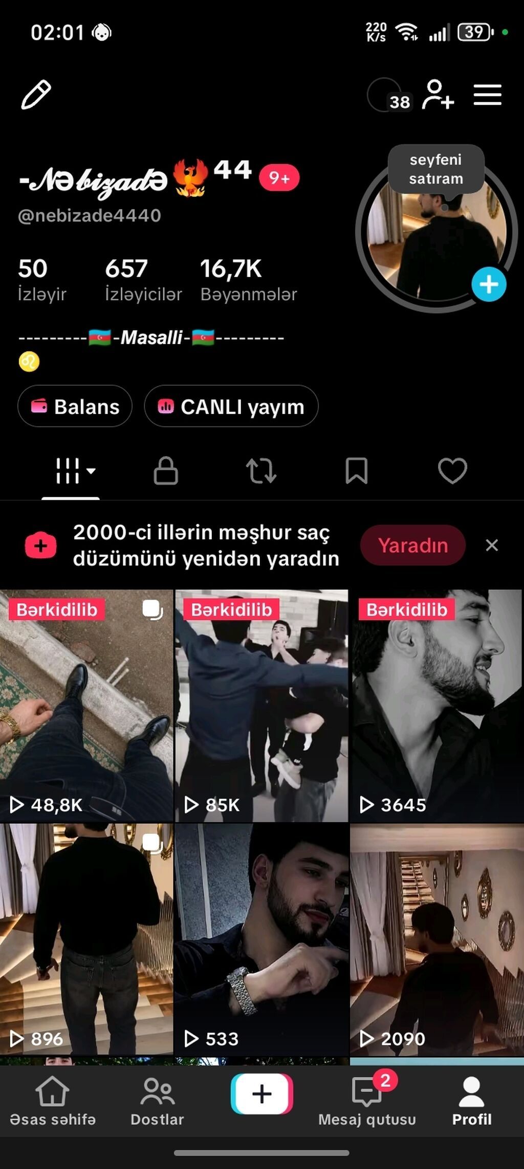Sosial şəbəkə profili satılır Platforma: qısa video sosial şəbəkəsi — Foto, video xidmətləri, Sanqaçal (2)