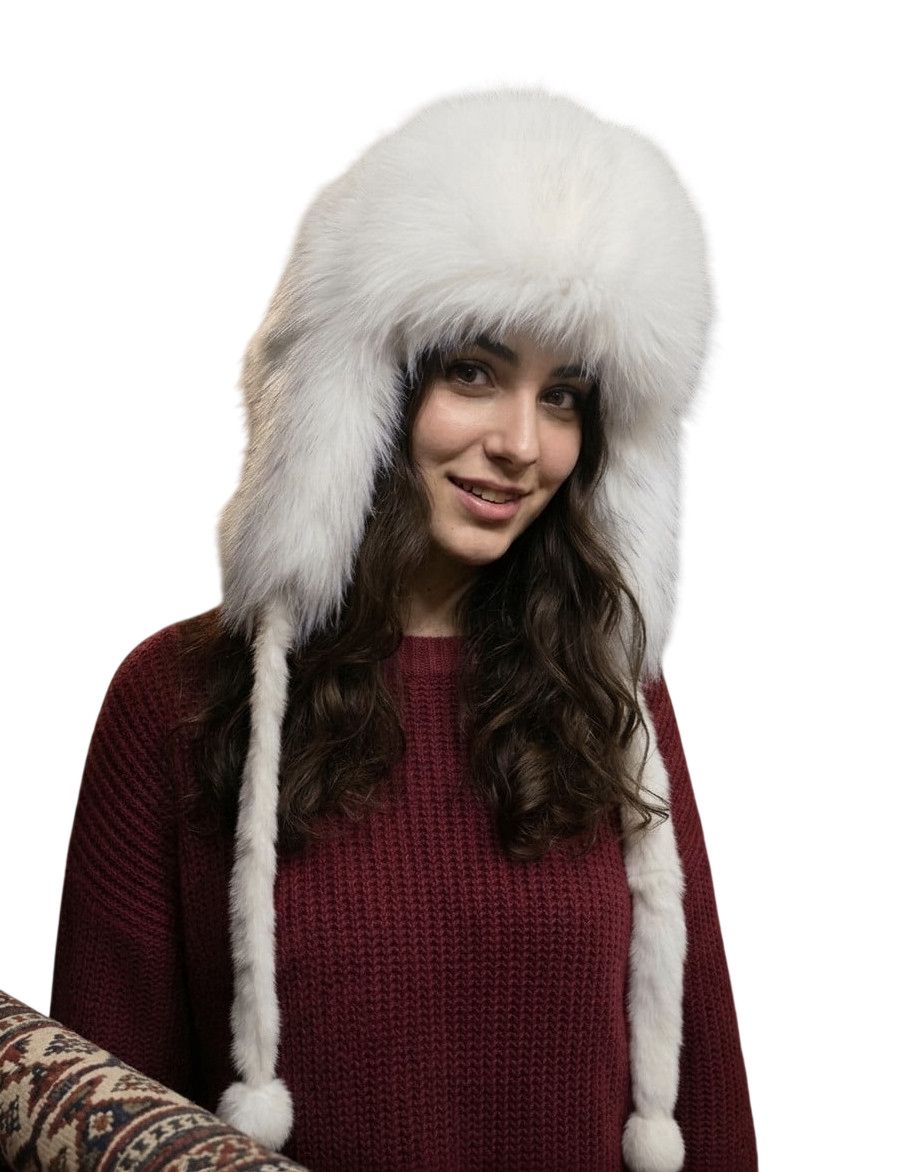 Qadınlar üçün papaq 01, ağ, süni xəz, ölçü One size — Mallar, Bakı