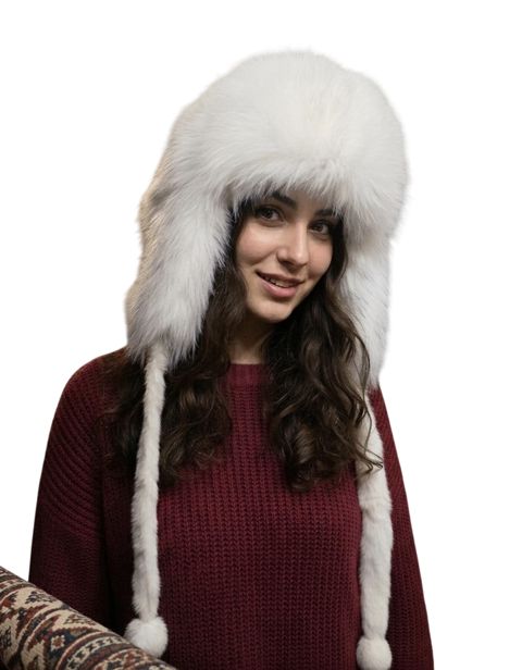 Qadınlar üçün papaq 01, ağ, süni xəz, ölçü One size — Bakı