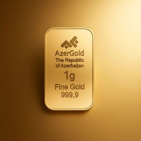 Məhsul: AzerGold qızıl külçə - Çəki: 1 qram Bağlı qtuda. Qr kodlu — Elsad