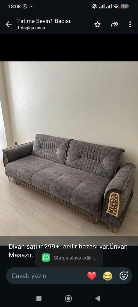 Divan satılır 299₼. açılır bazası var.Ünvan Masazır. 7578. Fatimə99 — Bakı
