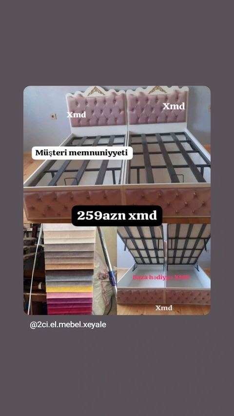 Mebel: Yumşaq başlıqlı iki ədəd tək nəfərlik çarpayı dəsti - Başlıq — Bakı