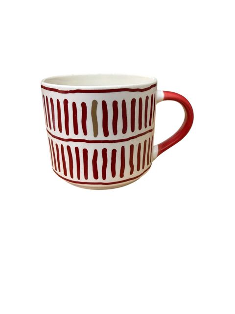 Krujka N0678, ağ/qırmızı, keramika, 330 ml — Bakı